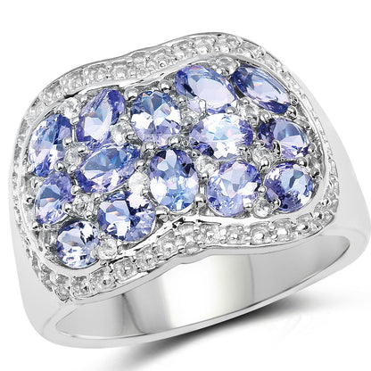 2.62 Carat Genuine Tanzanite and White Topaz .925 Sterling Silver Ring by Bids.com