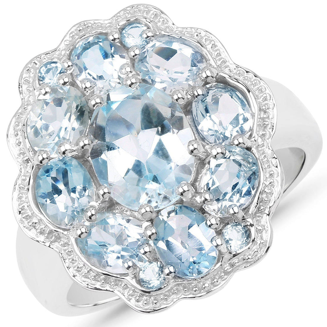 6.64 Carat Genuine Blue Topaz .925 Sterling Silver Ring by Bids.com