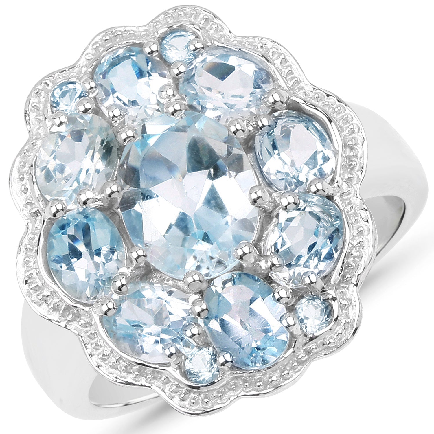 6.64 Carat Genuine Blue Topaz .925 Sterling Silver Ring by Bids.com