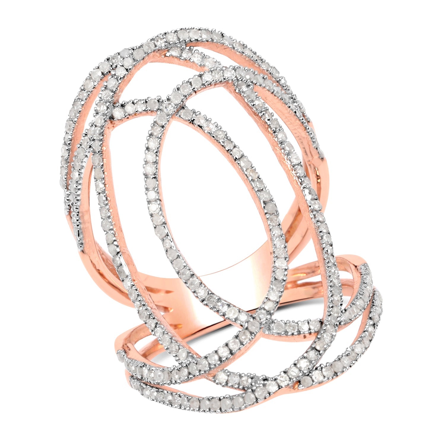 14K Rose Gold Plated 0.73 Carat Genuine White Diamond .925 Sterling Silver Ring by Bids.com