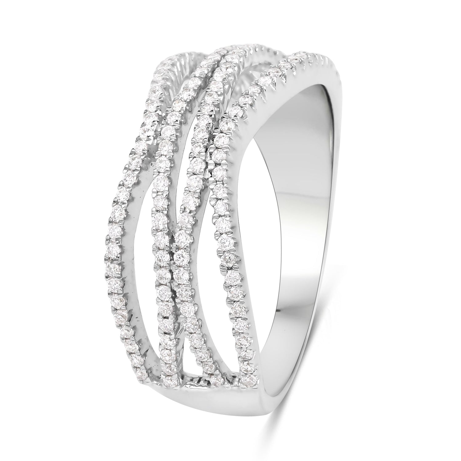 0.46 Carat Genuine White Diamond 14K White Gold Ring (F-G Color, SI Clarity) by Bids.com