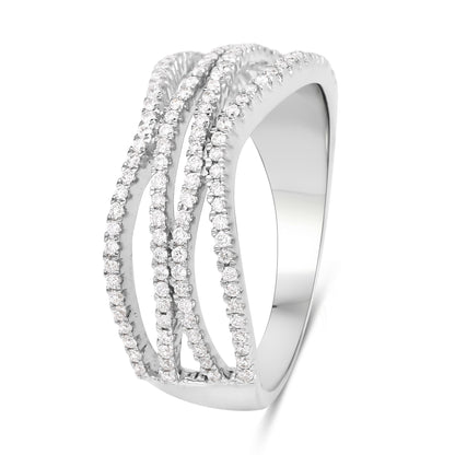 0.46 Carat Genuine White Diamond 14K White Gold Ring (F-G Color, SI Clarity) by Bids.com