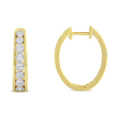 10KT Yellow and White Gold Diamond Hoop Earring (1/2 cttw, J-K Color, I2-I3 Clarity) by Bids.com