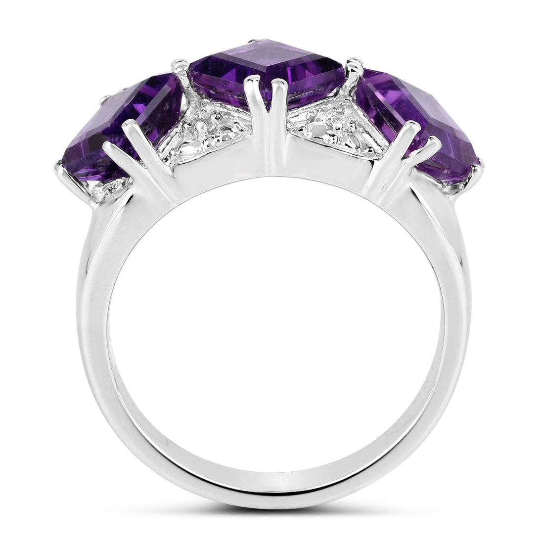 3.09 Carat Genuine Amethyst and White Topaz .925 Sterling Silver Ring by Bids.com