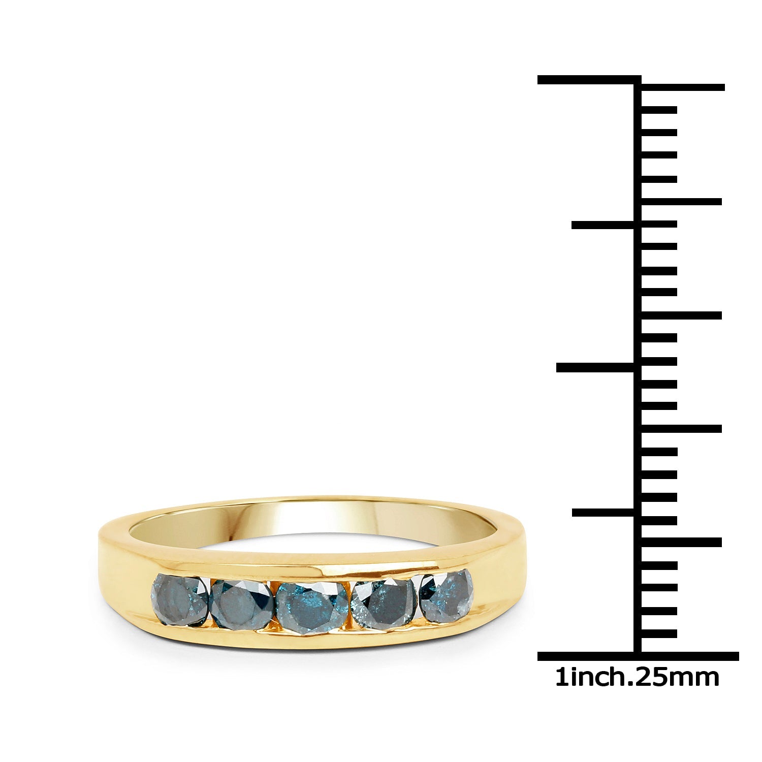 14K Yellow Gold Plated 0.80 Carat Genuine Blue Diamond .925 Sterling Silver Ring by Bids.com