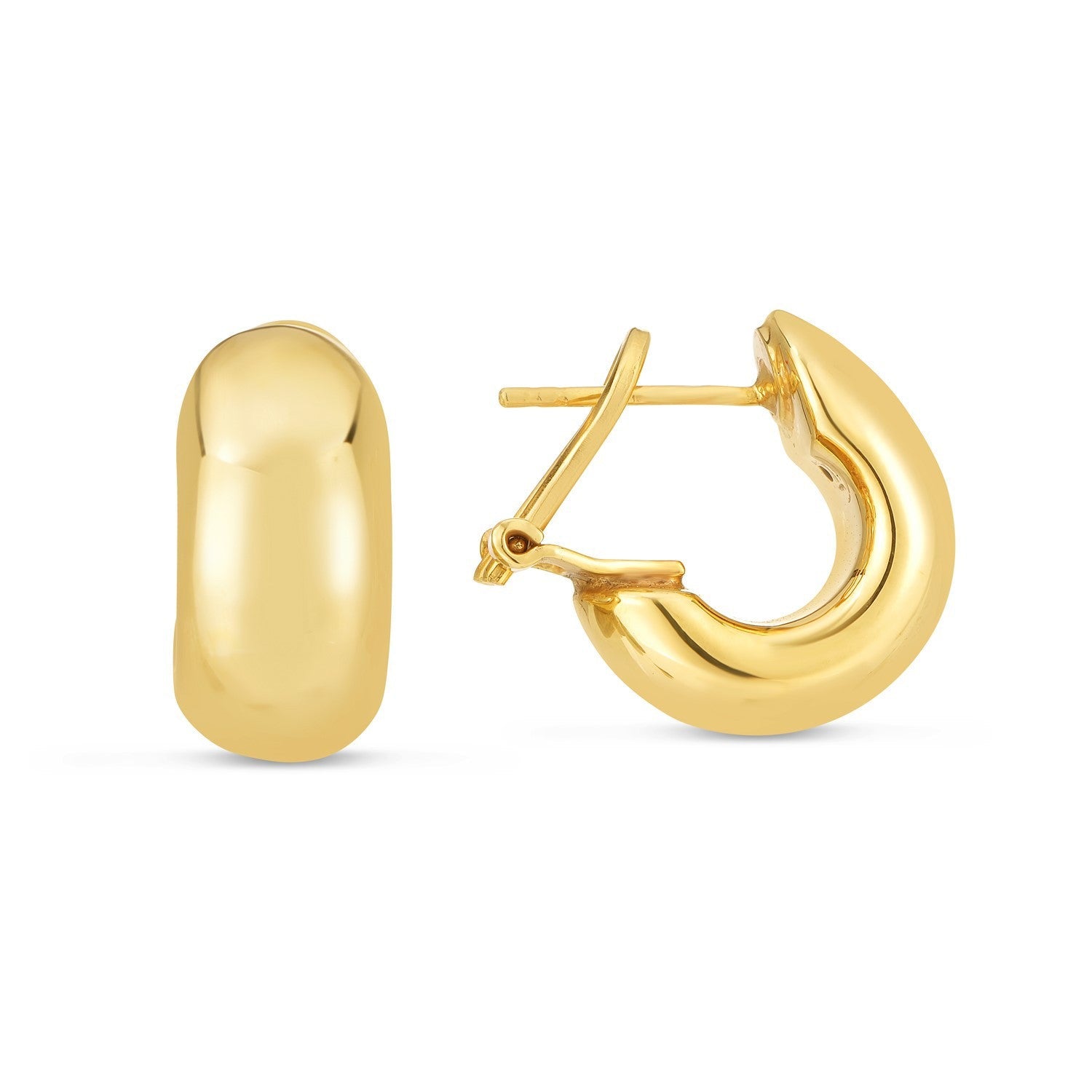 14k Yellow Gold Small Omega C Hoops by Bids.com