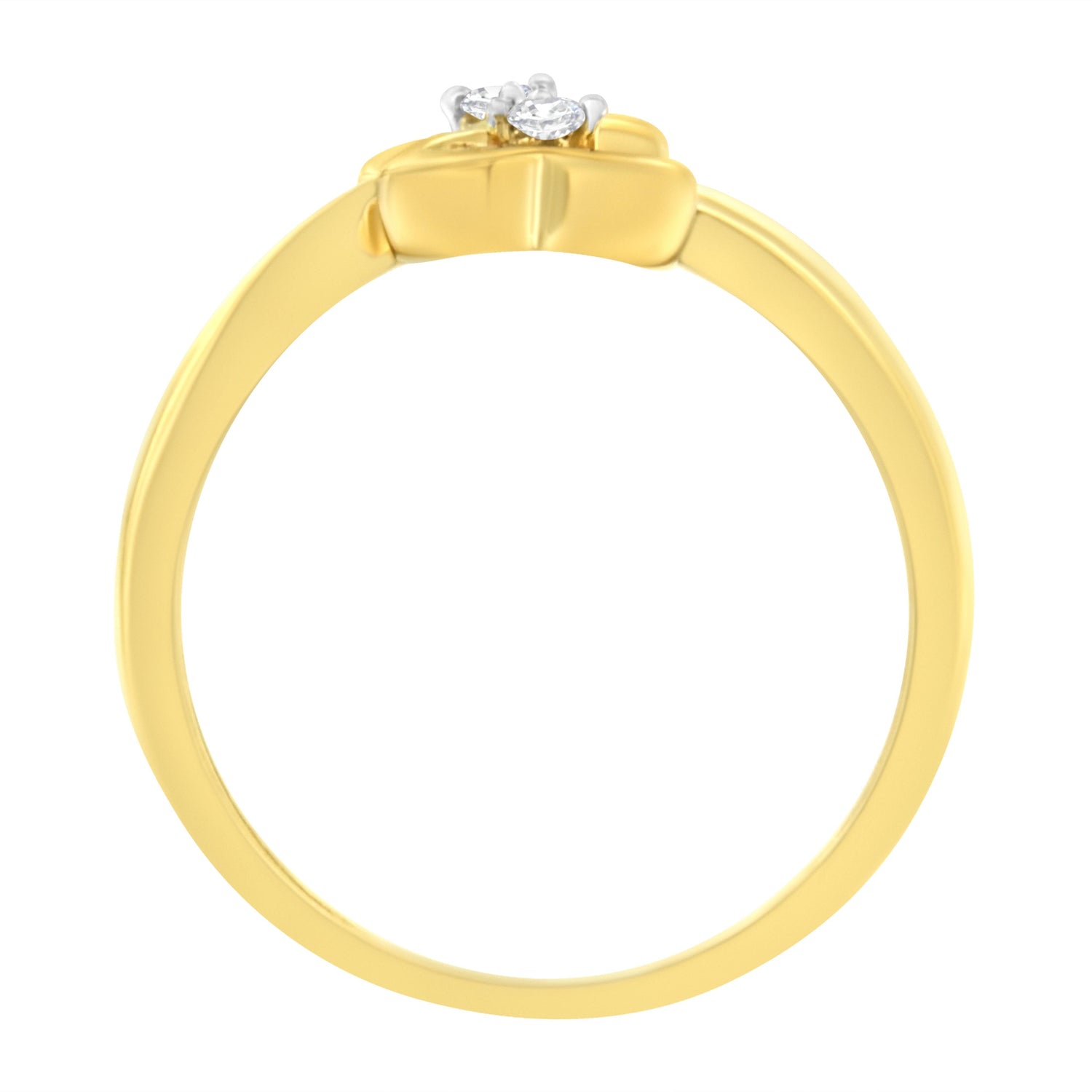 14KT Yellow Gold 1/20 ctw. Dual Heart Diamond Ring (K-L, I1-I2) - Size 7 by Bids.com