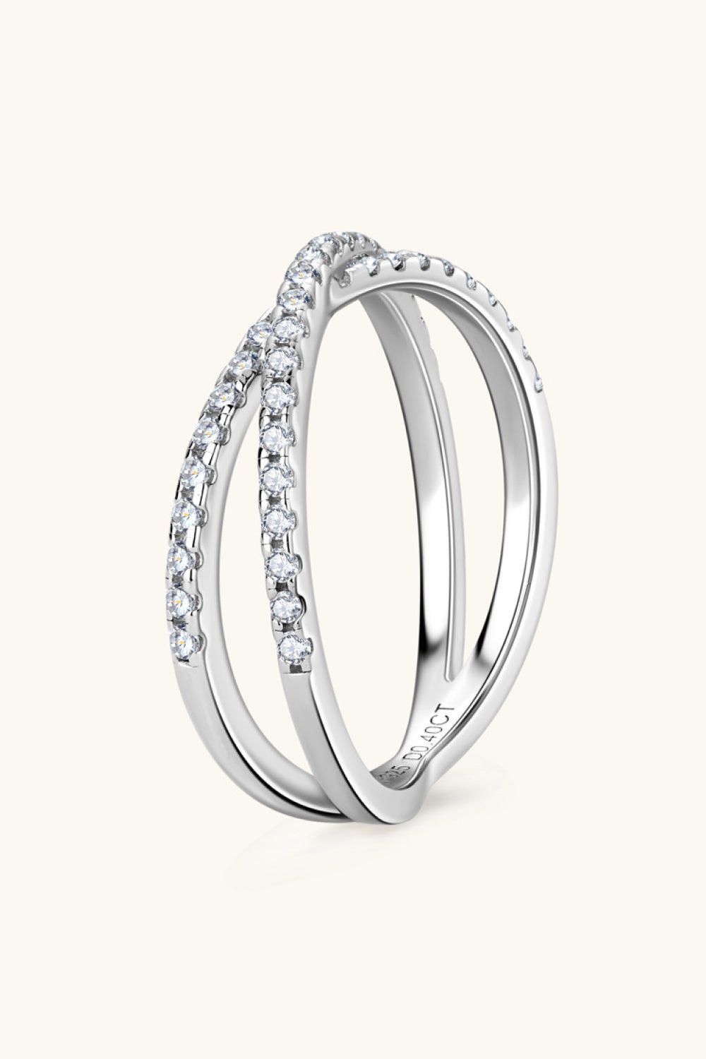 Sparkala™ Platinum Over Pure Sterling Silver Crisscross Ring by Sparkala