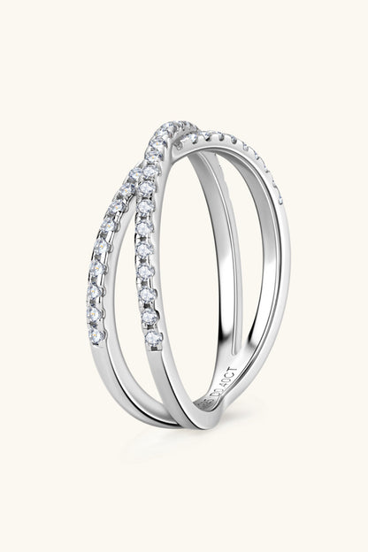 Sparkala™ Platinum Over Pure Sterling Silver Crisscross Ring by Sparkala