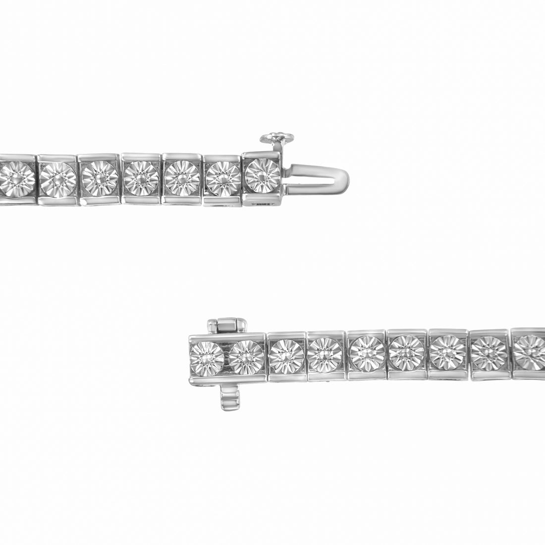 .925 Sterling Silver Miracle Set Diamond Accent Classic Tennis Bracelet (I-J Color, I2-I3 Clarity) - 7.25" by Bids.com