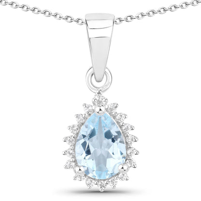 2.00 Carat Genuine Blue Topaz and White Topaz .925 Sterling Silver Jewelry Set by Bids.com