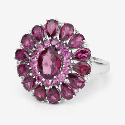 6.19 Carat Genuine Rhodolite and White Topaz .925 Sterling Silver Ring by Bids.com