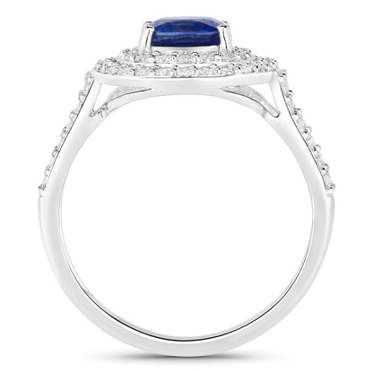 1.96 Carat Genuine Blue Sapphire and White Diamond 18K White Gold Ring by Bids.com