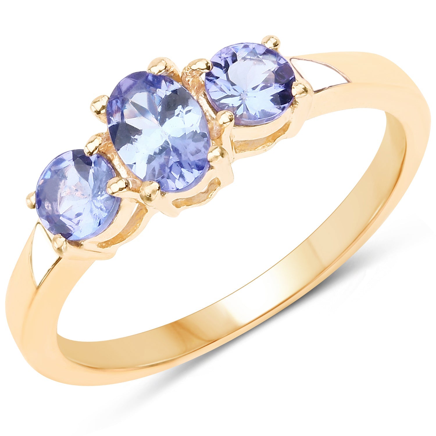 18K Yellow Gold Plated 0.90 Carat Genuine Tanzanite .925 Sterling Silver Ring by Bids.com