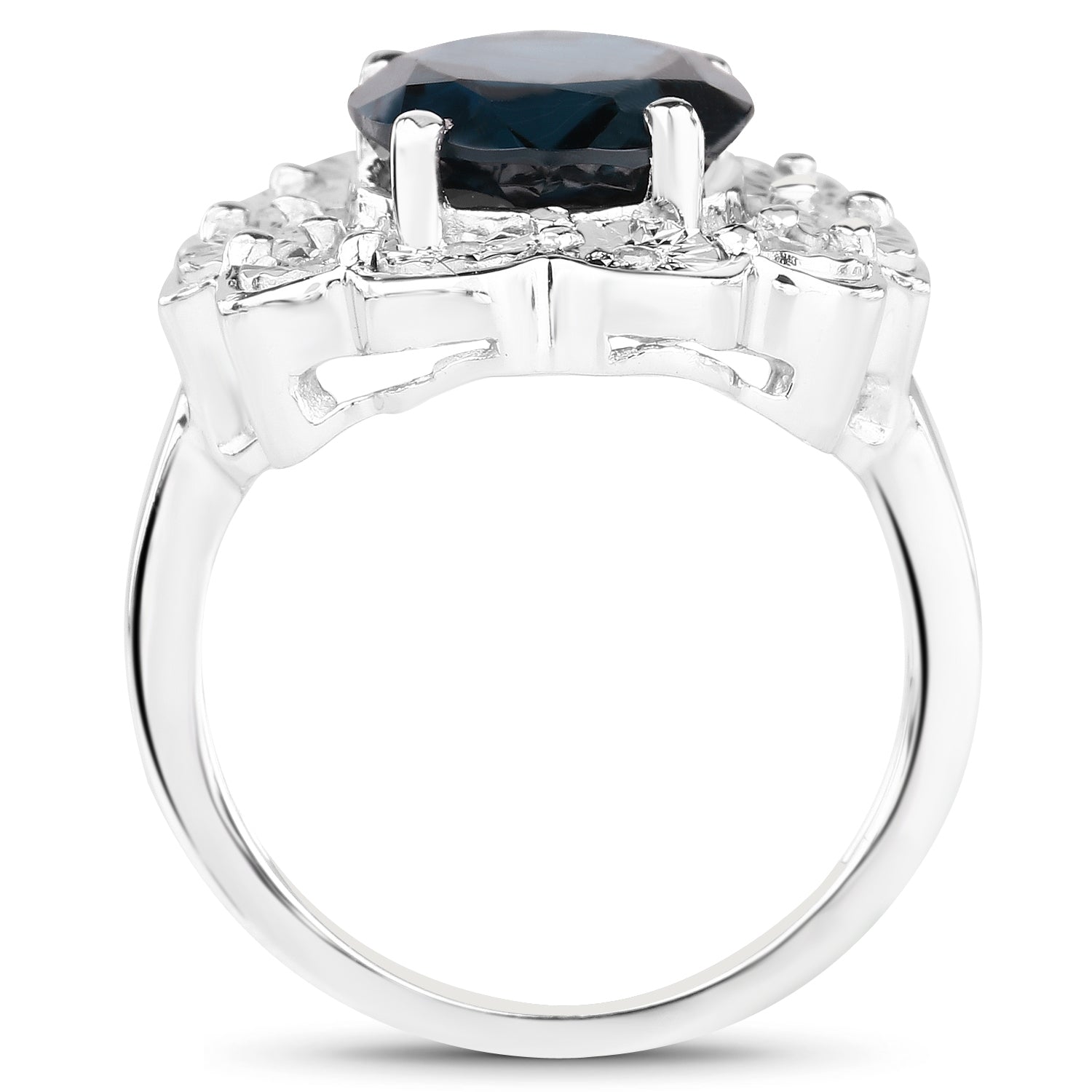5.11 Carat Genuine London Blue Topaz and White Diamond .925 Sterling Silver Ring by Bids.com