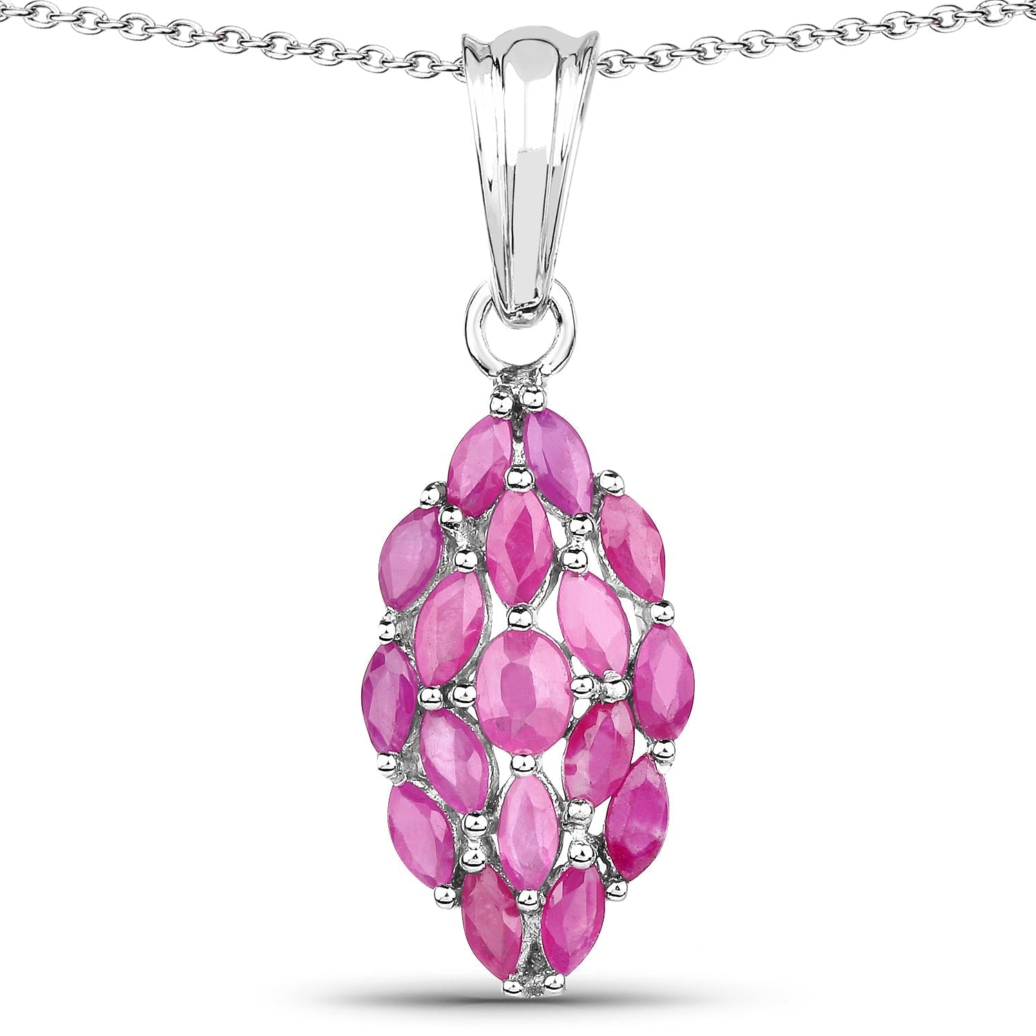 1.66 Carat Genuine Ruby .925 Sterling Silver Pendant  DestGlow