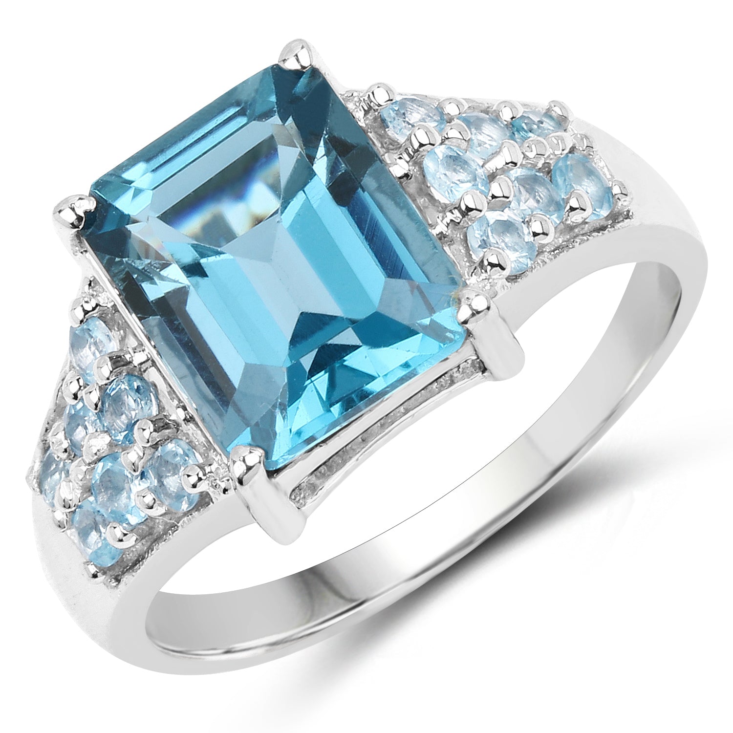 4.39 Carat Genuine London Blue Topaz and Swiss Blue Topaz .925 Sterling Silver Ring by Bids.com