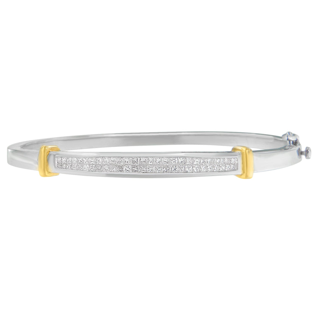 14K Two-Toned Gold Princess Cut Diamond Fashion Bangle (1 cttw, H-I Color, SI1-SI2 Clarity) by Bids.com