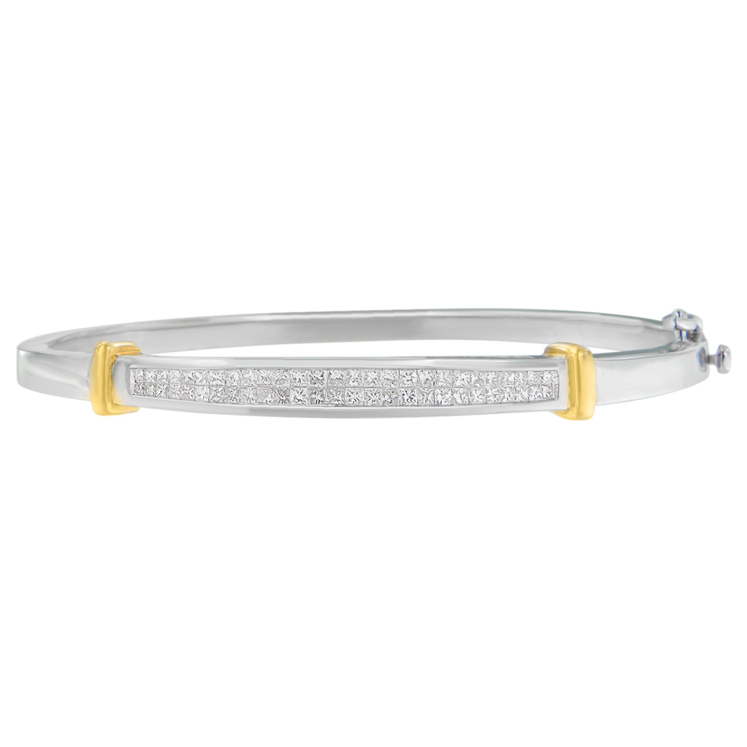 14K Two-Toned Gold Princess Cut Diamond Fashion Bangle (1 cttw, H-I Color, SI1-SI2 Clarity) by Bids.com