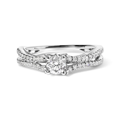 14K White Gold 5/8 Cttw Diamond Split Shank Engagement Ring (G-H Color, VS2-SI1 Clarity) - Size 7 by Bids.com