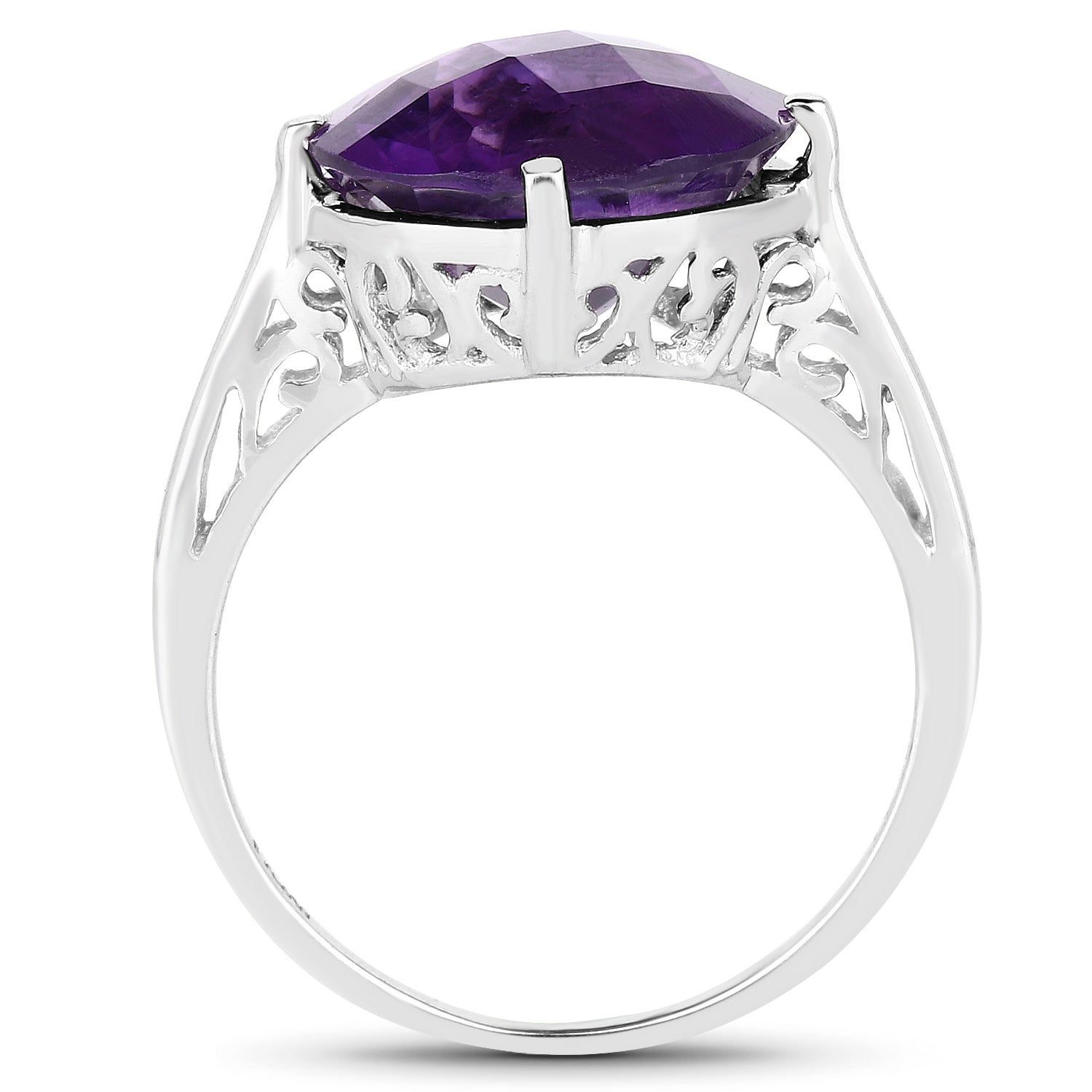 5.60 Carat Genuine Amethyst .925 Sterling Silver Ring  DestGlow