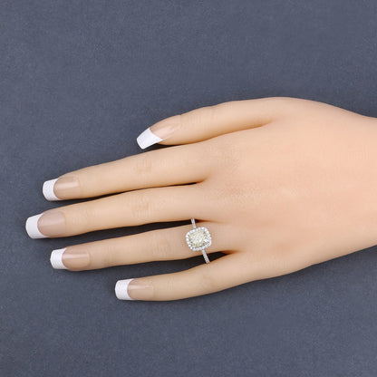 IGI Certified 2.05 Carat Genuine Light Yellow Diamond Center and 0.29cttw White Diamond 18K White Gold Ring (2.34cttw) by Bids.com