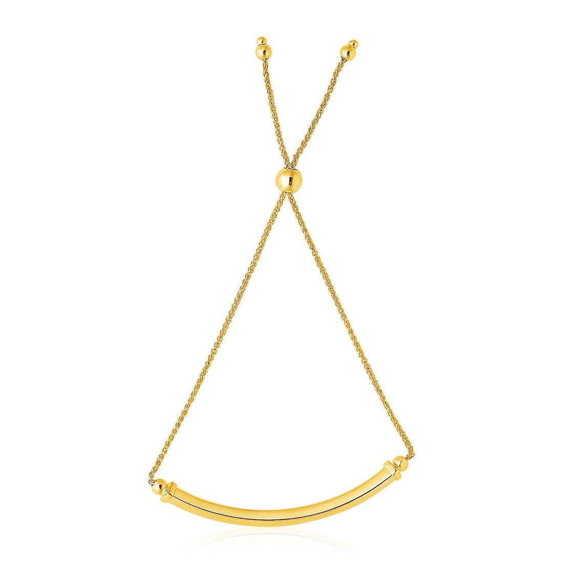 14k Yellow Gold Lariat Bracelet with Polished Curved Bar by Bids.com