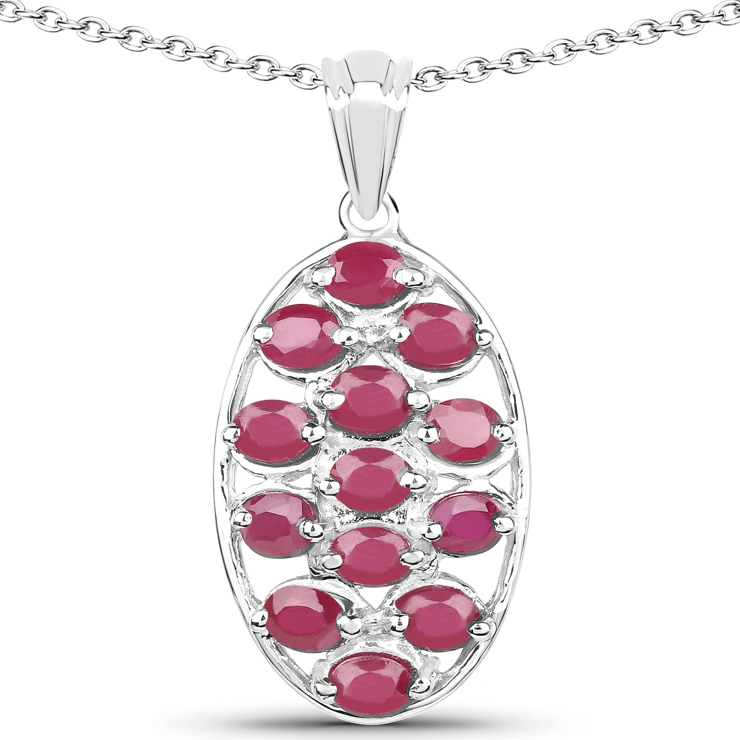 2.86 Carat Glass Filled Ruby .925 Sterling Silver Pendant  DestGlow