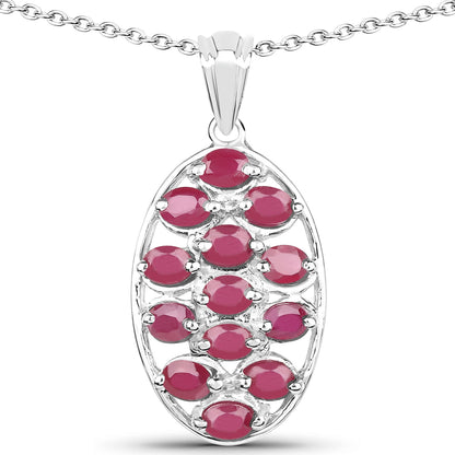 2.86 Carat Glass Filled Ruby .925 Sterling Silver Pendant  DestGlow