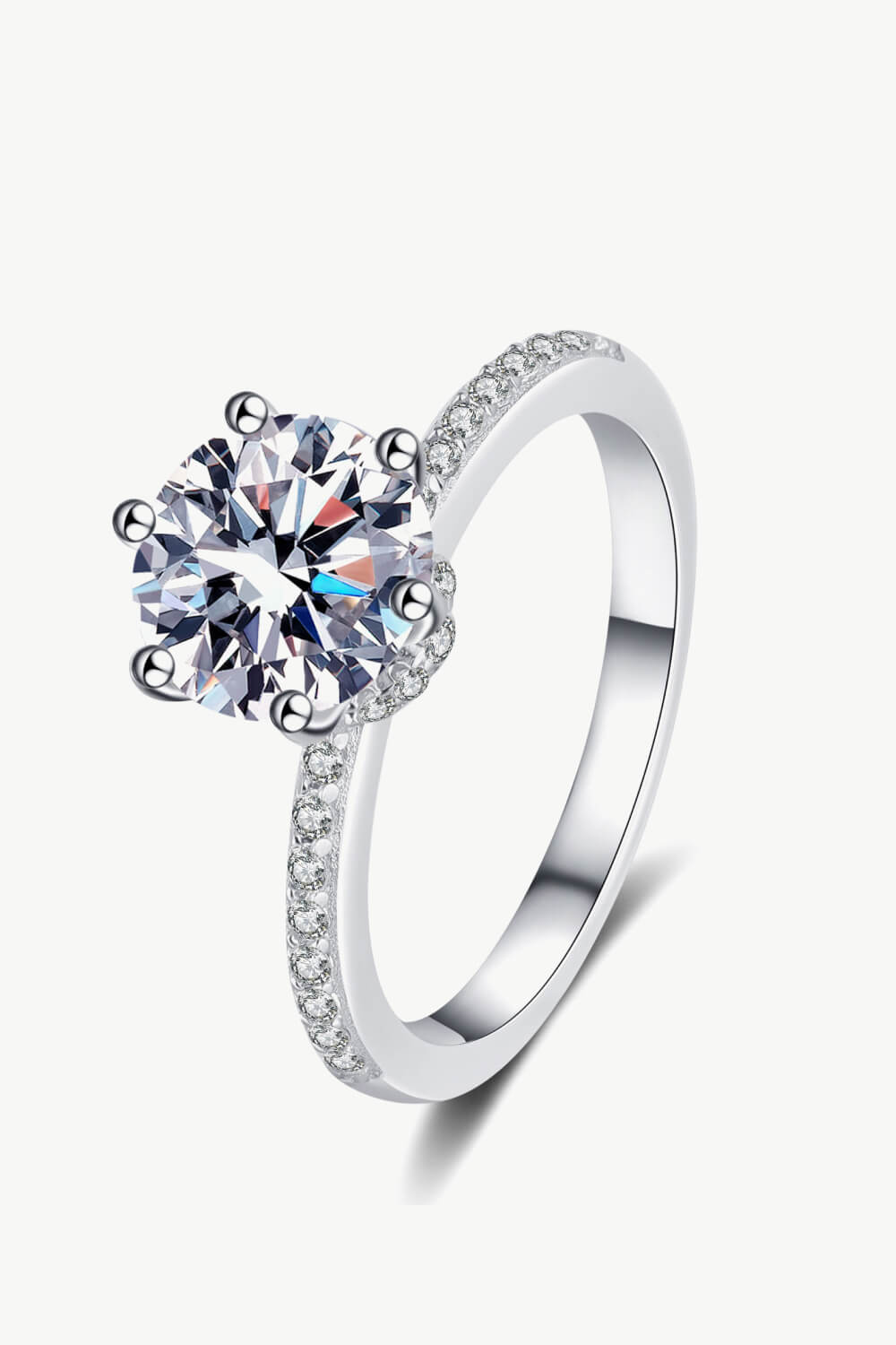 Rhodium Over Pure Sterling Silver 2 Carat Brilliant Round Cut Sparkala™ Ring by Sparkala
