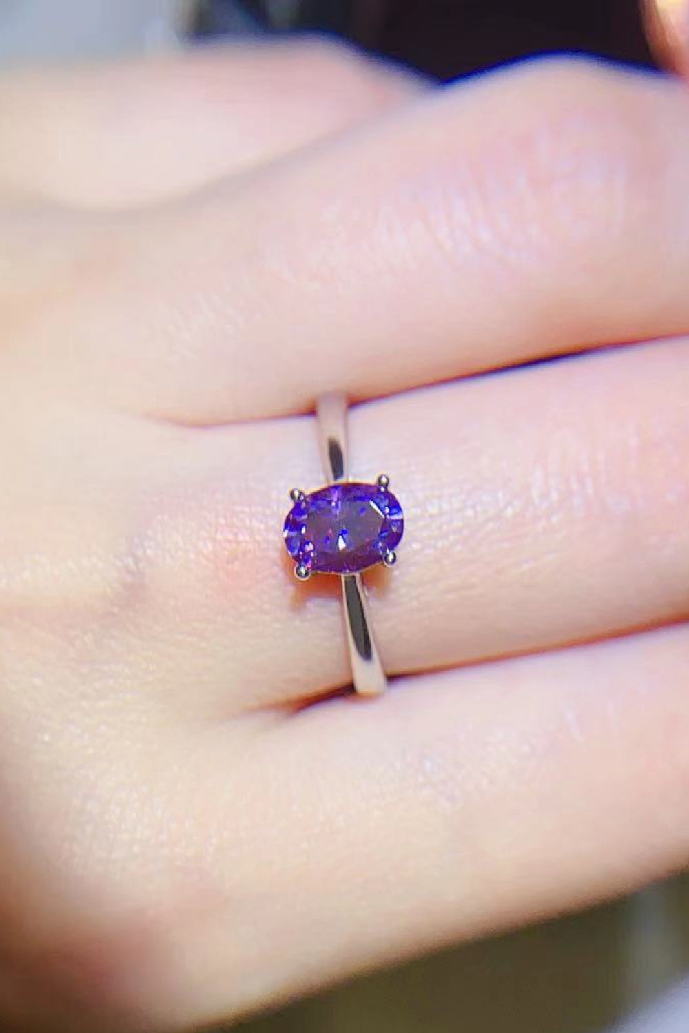 1 Carat Purple Oval-Cut Sparkala™ 4-Prong Solitaire Ring by Sparkala