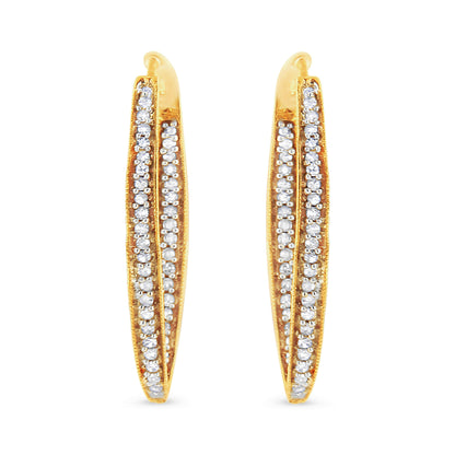 10K Yellow Gold 1/2 Cttw Round-Cut Diamond Modern Hoop Earrings (I-J Color, I2-I3 Clarity) 