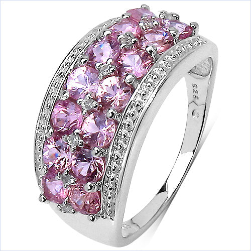 2.00 Carat Genuine Pink Sapphire &amp; White Topaz .925 Sterling Silver Ring by Bids.com