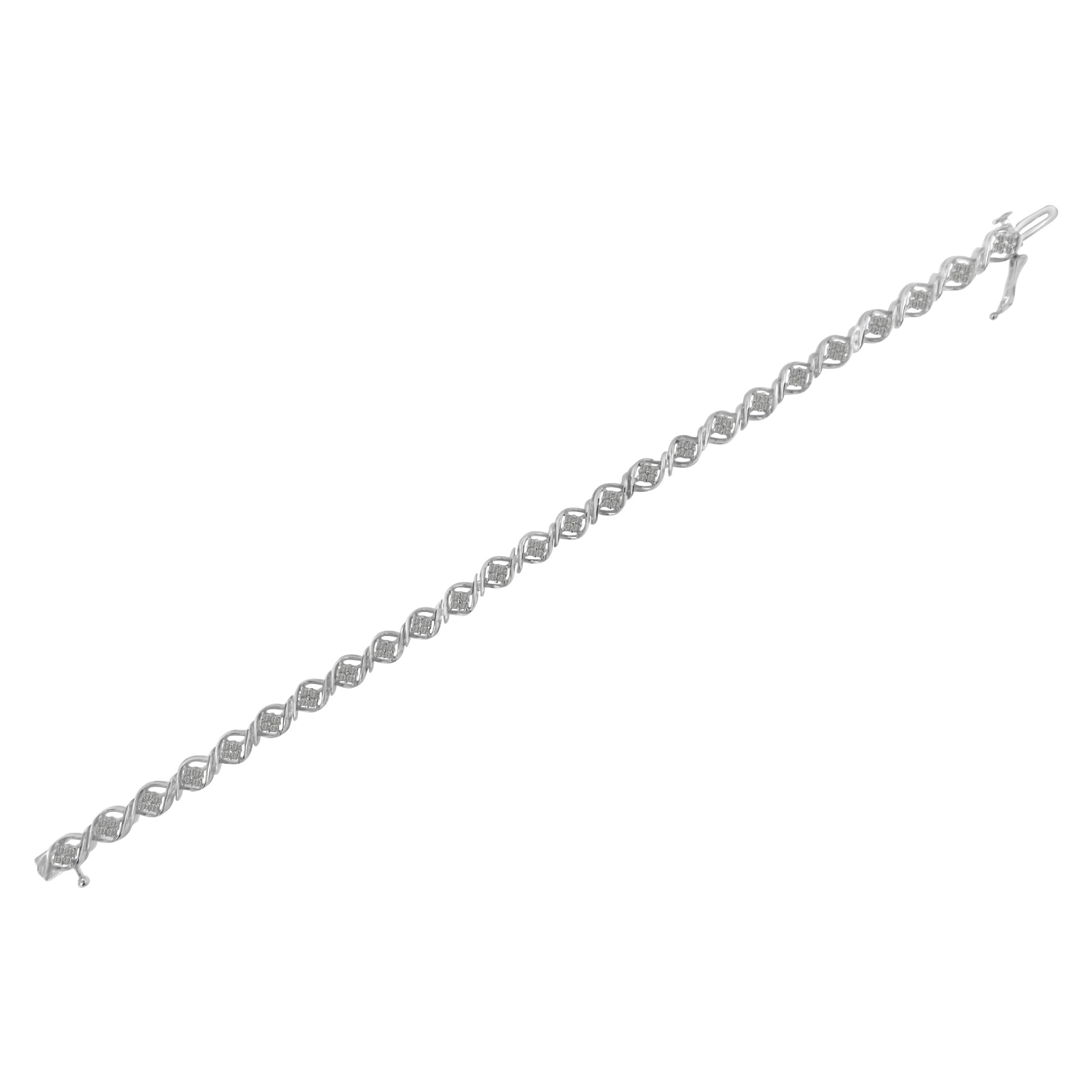 Sterling Silver Diamond Cluster Link Bracelet (1 cttw, I-J Color, I2-I3 Clarity) by Bids.com