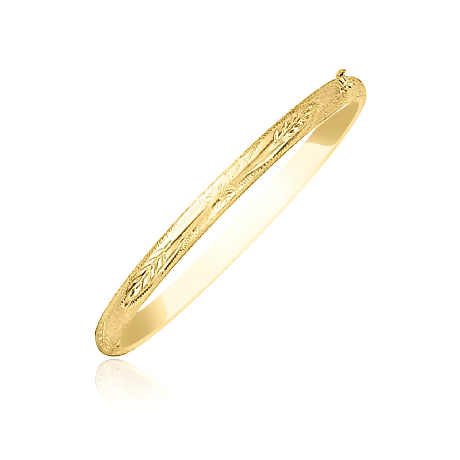 10k Yellow Gold Botanical Pattern Florentine Bangle  DestGlow