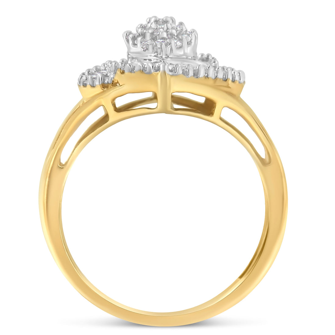 10K Yellow Gold Diamond Cocktail Ring (1/2 Cttw, J-K Color, I2-I3 Clarity) - Size 6-1/2 by Bids.com