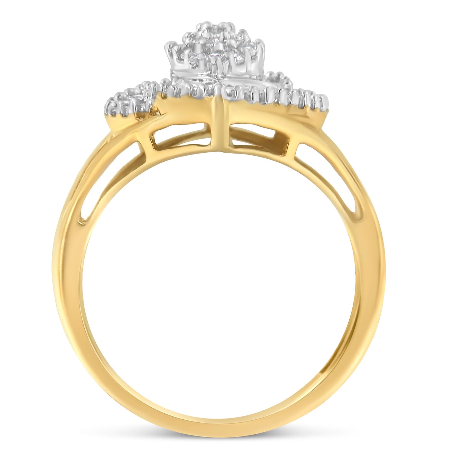 10K Yellow Gold Diamond Cocktail Ring (1/2 Cttw, J-K Color, I2-I3 Clarity) - Size 6-1/2 by Bids.com