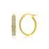 14k Two-Tone Gold Glitter Center Oval Hoop Earrings by Bids.com