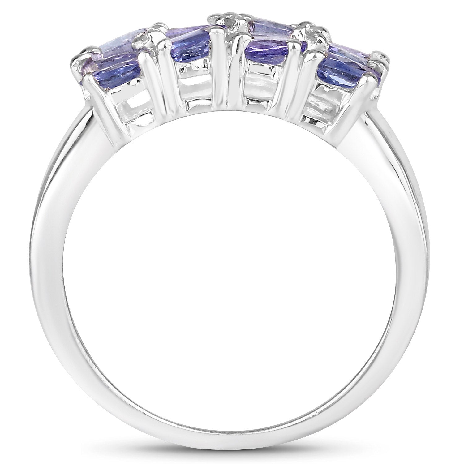 2.07 Carat Genuine Tanzanite and White Diamond .925 Sterling Silver Ring  DestGlow