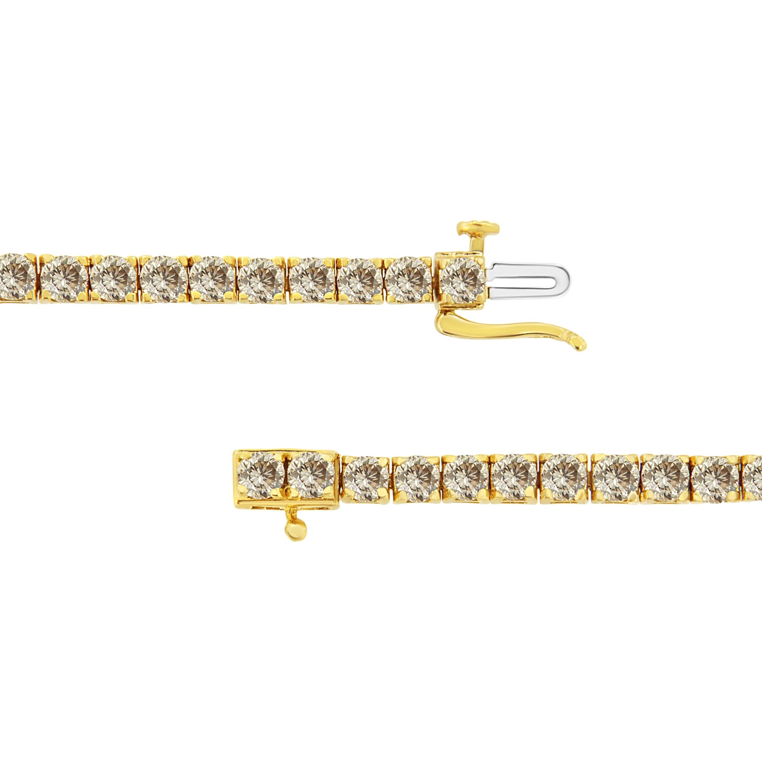 14K Yellow Gold Plated .925 Sterling Silver 8.0 Cttw Diamond Classic Link Tennis Bracelet (K-L Color, I2-I3 Clarity) - 7-1/4" by Bids.com