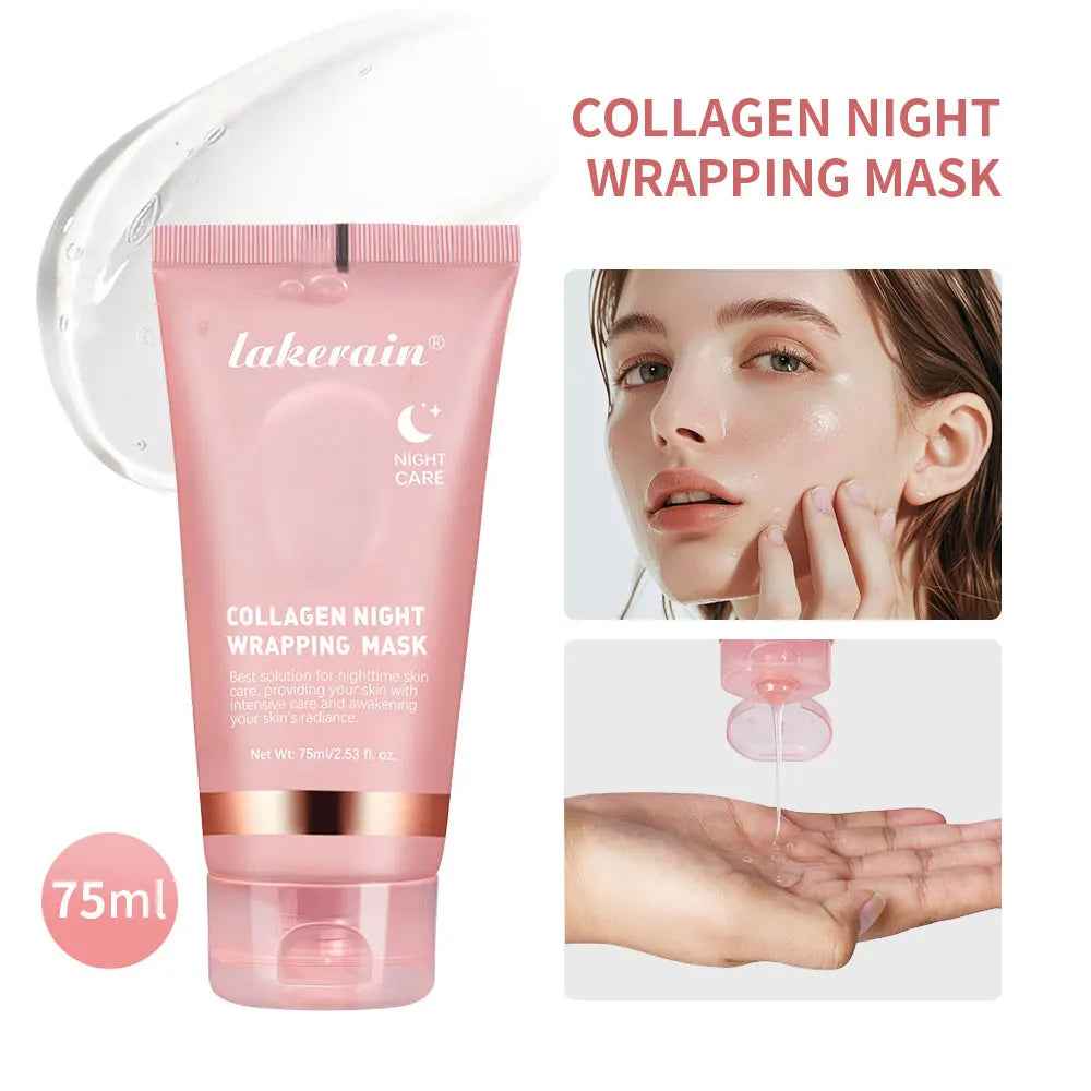 Collagen Overnight Wrapping Peel off Facial Mask Korean Collagen Night Wrapping Mask Deeply Hydrates Night Care Mask Cream 75Ml