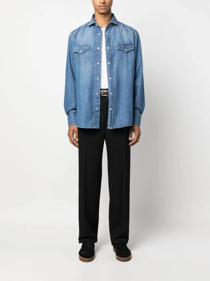 Brunello Cucinelli Men Denim Shirt by Luosophy