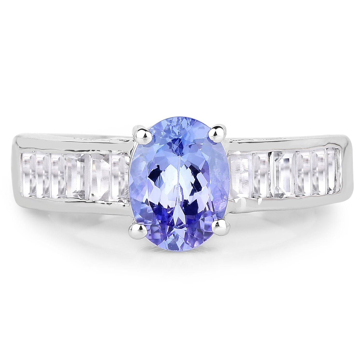 2.13 Carat Genuine Tanzanite &amp; White Topaz .925 Sterling Silver Ring by Bids.com