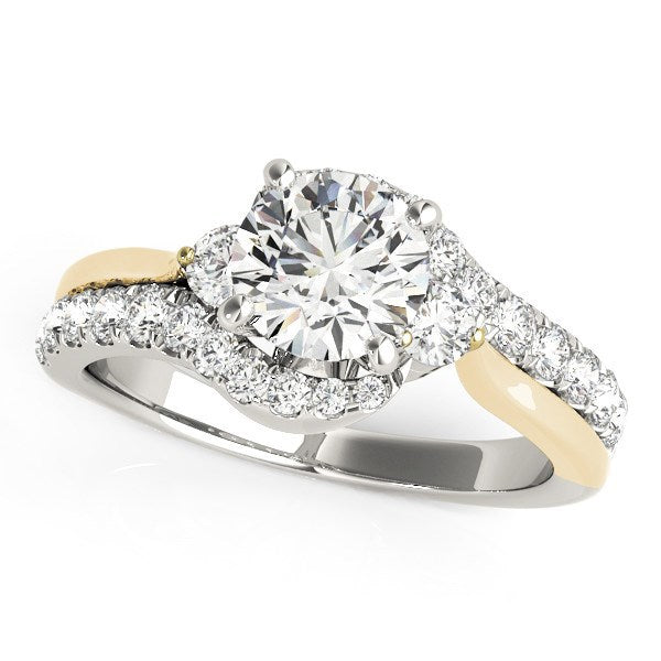 14k White And Yellow Gold Round Bypass Diamond Engagement Ring (1 1/2 cttw) by Bids.com