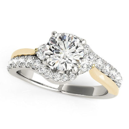 14k White And Yellow Gold Round Bypass Diamond Engagement Ring (1 1/2 cttw) by Bids.com