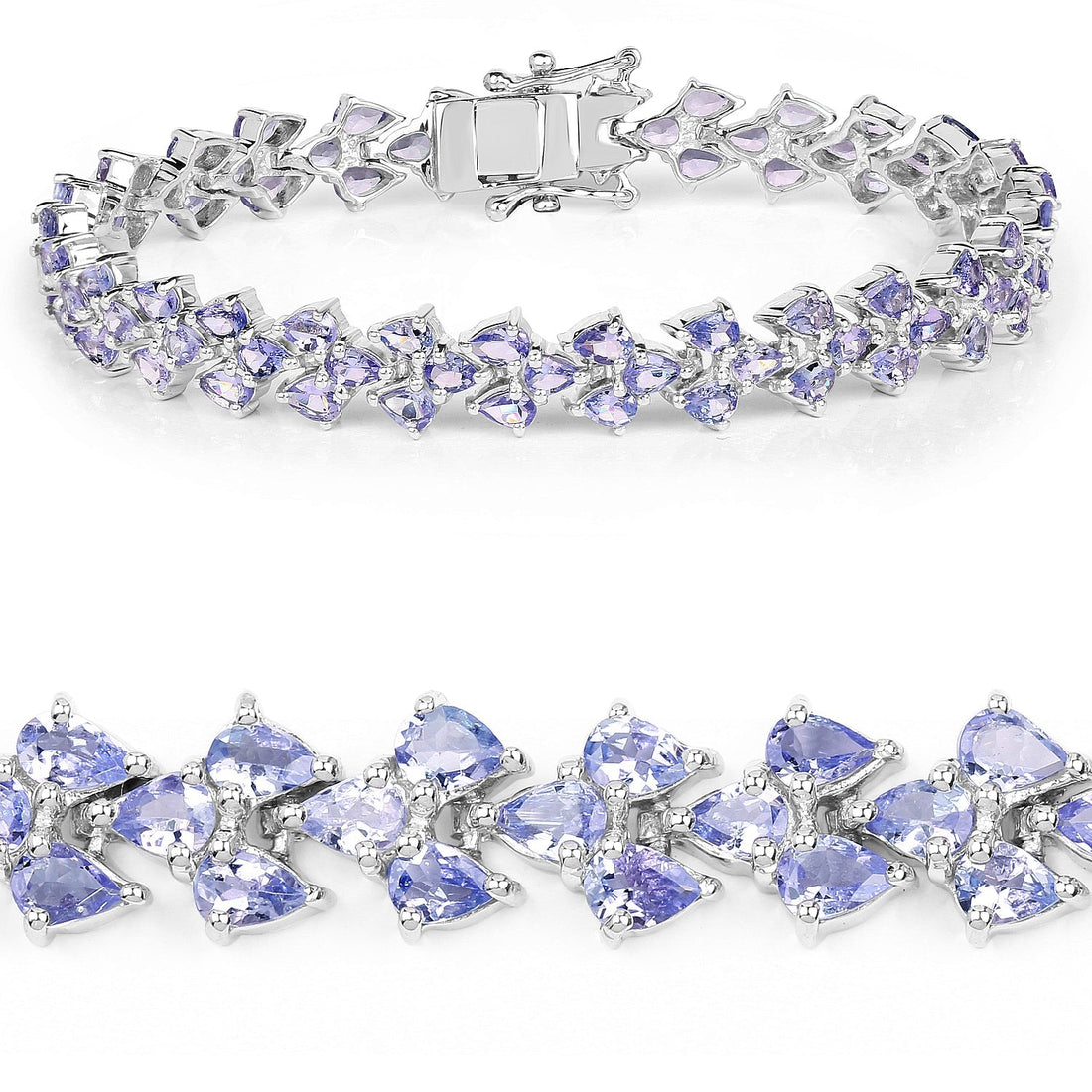 12.04 Carat Genuine Tanzanite .925 Sterling Silver Bracelet  DestGlow