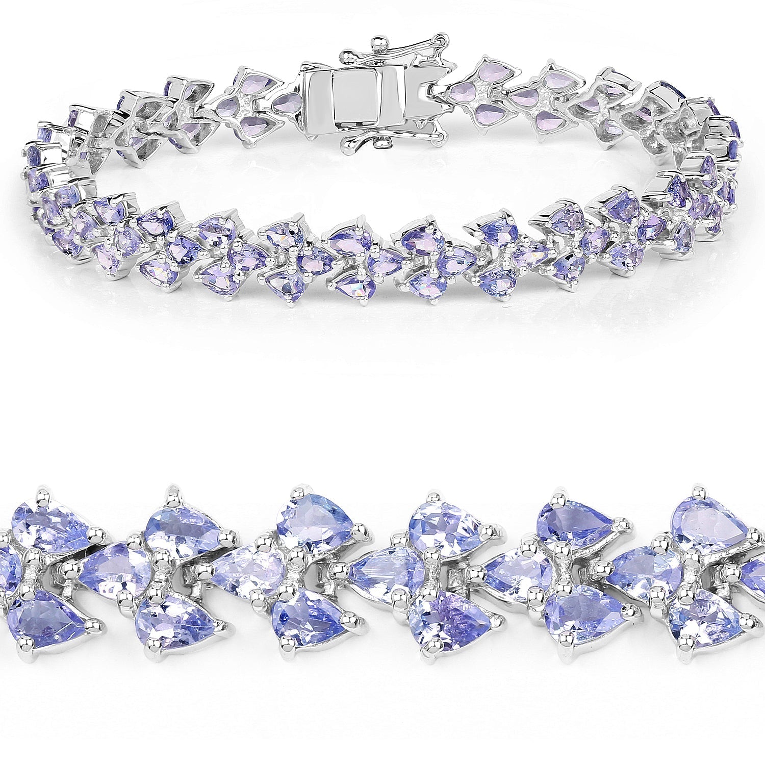 12.04 Carat Genuine Tanzanite .925 Sterling Silver Bracelet  DestGlow