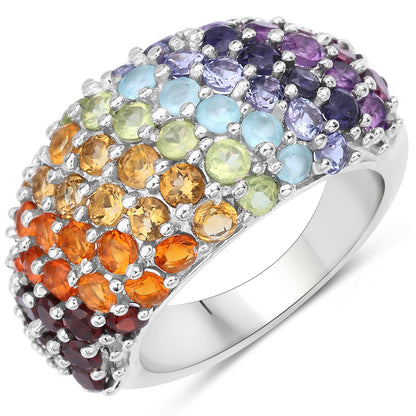 4.16 Carat Genuine Multi Stones .925 Sterling Silver Ring by Bids.com
