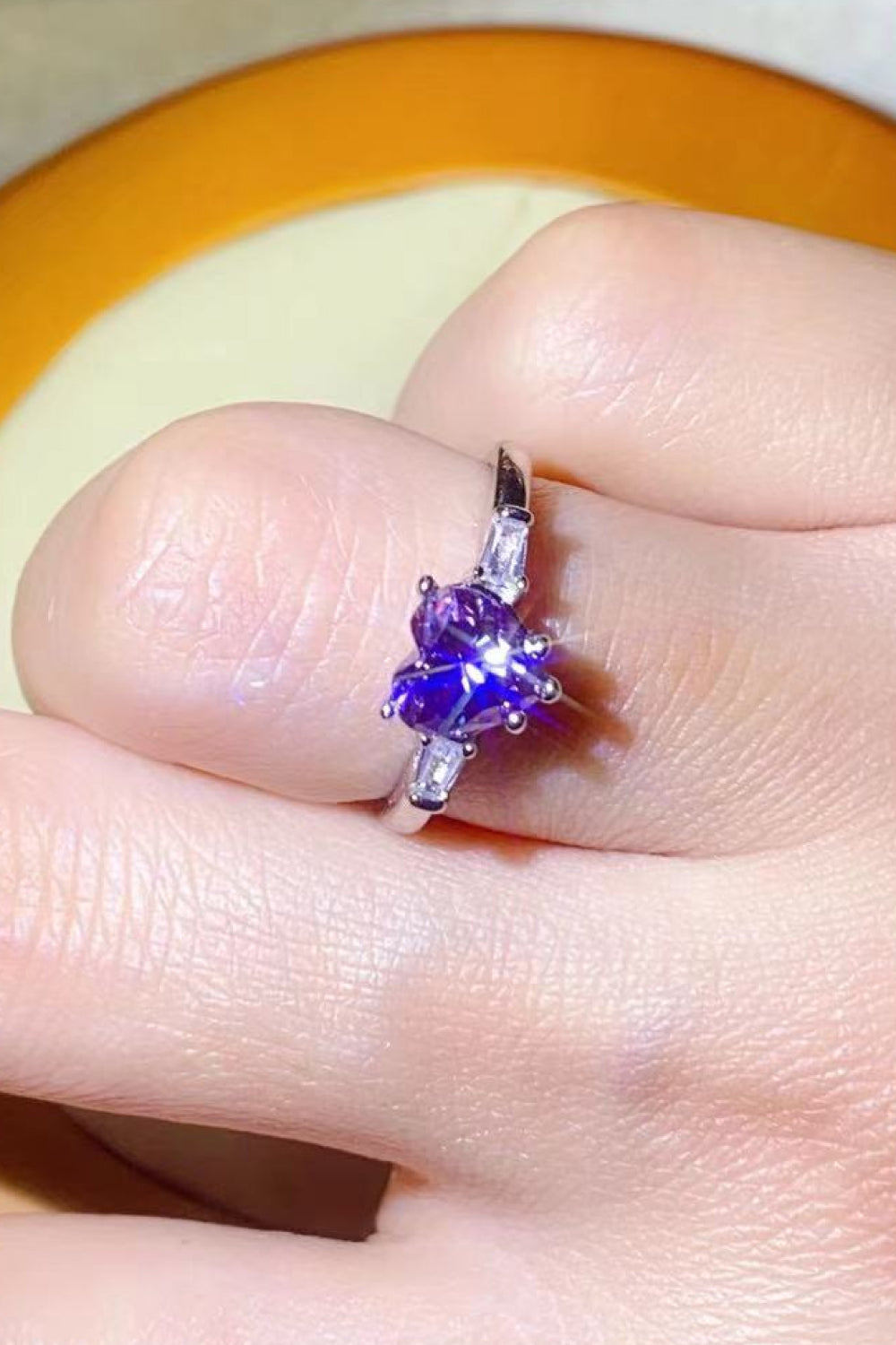 1 Carat Purple Sparkala™ Heart-Shaped Platinum-Plated Ring in Purple by Sparkala