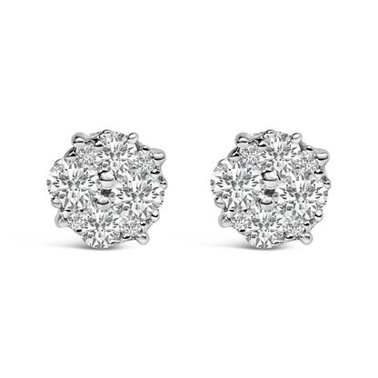 .925 Sterling Silver 1/2 cttw Prong Set Round-Cut Diamond Cluster Stud Earring (I-J Color, I2-I3 Clarity) by Bids.com
